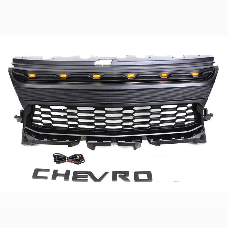 Black Front Grille Fit For CHEVROLET COLORADO 2021 2022 Upper Grill With Light
