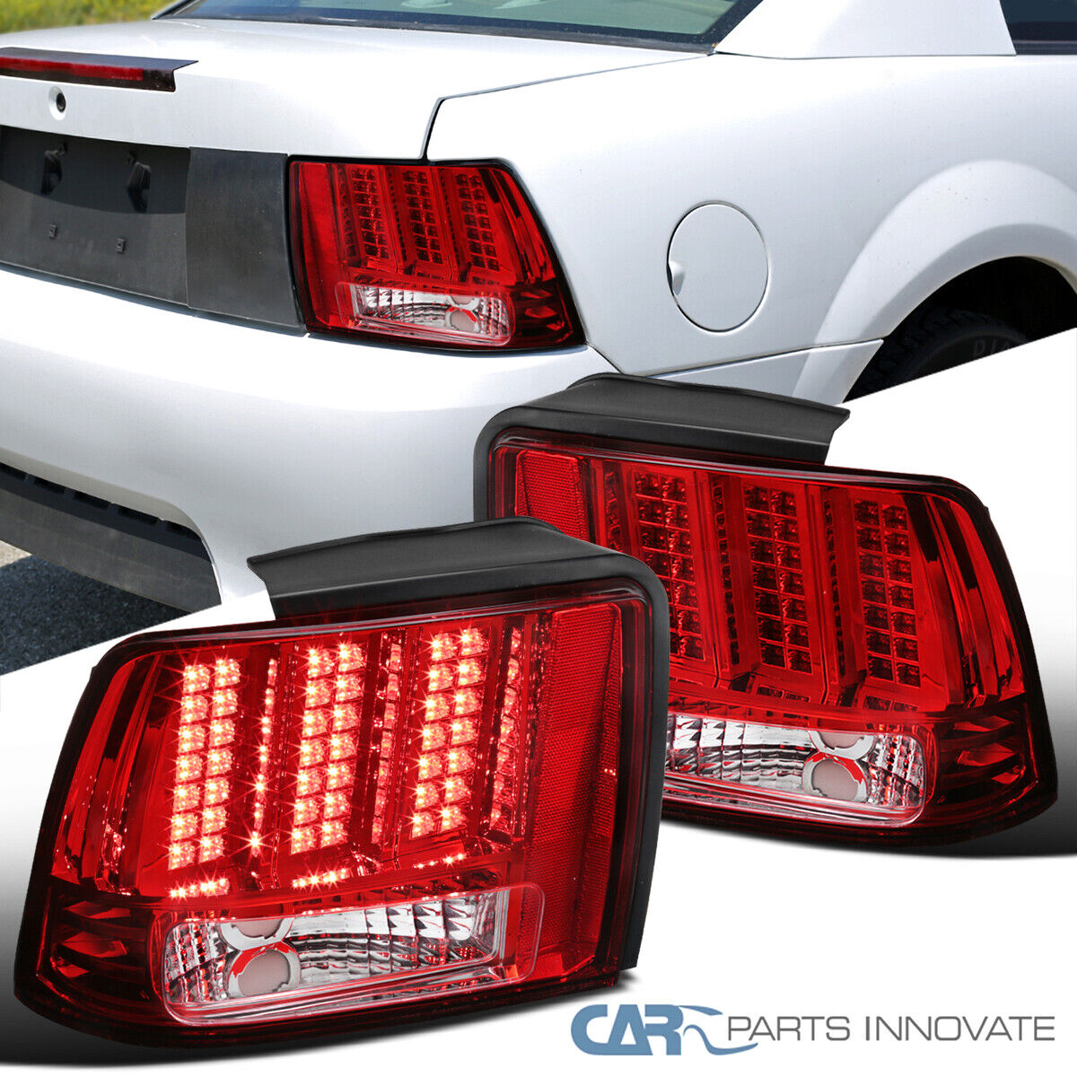 Red Fits 1999-2004 Ford Mustang LED Sequential Signal Tail Lights Brake Lamps