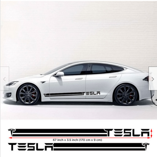 2pcs For Tesla S X Y 3 Car Side Body Door Stickers Logo Vinyl Gloss Black