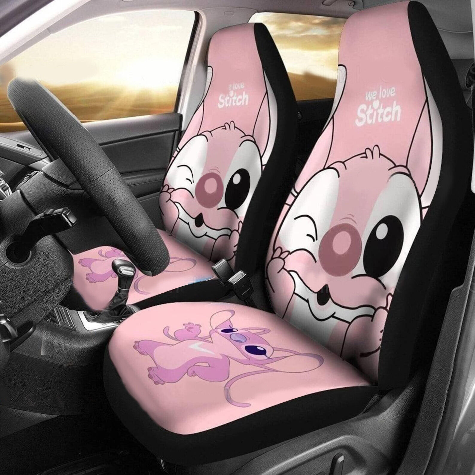 Cute Angel Winking Eye We Love Stitch Angel Lovers Mother\'s Day Car Seat Covers