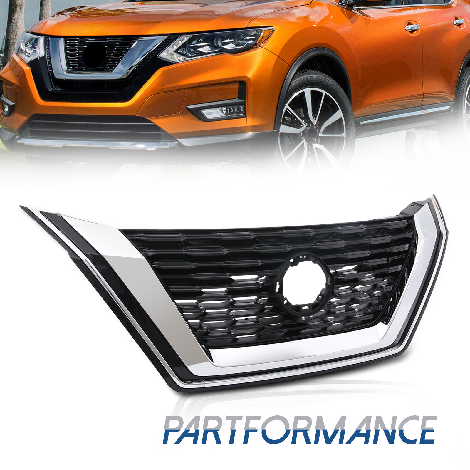 For 2021 2022 2023 Nissan Qashqai Rogue Front Grille Insert Grill Chrome & Black