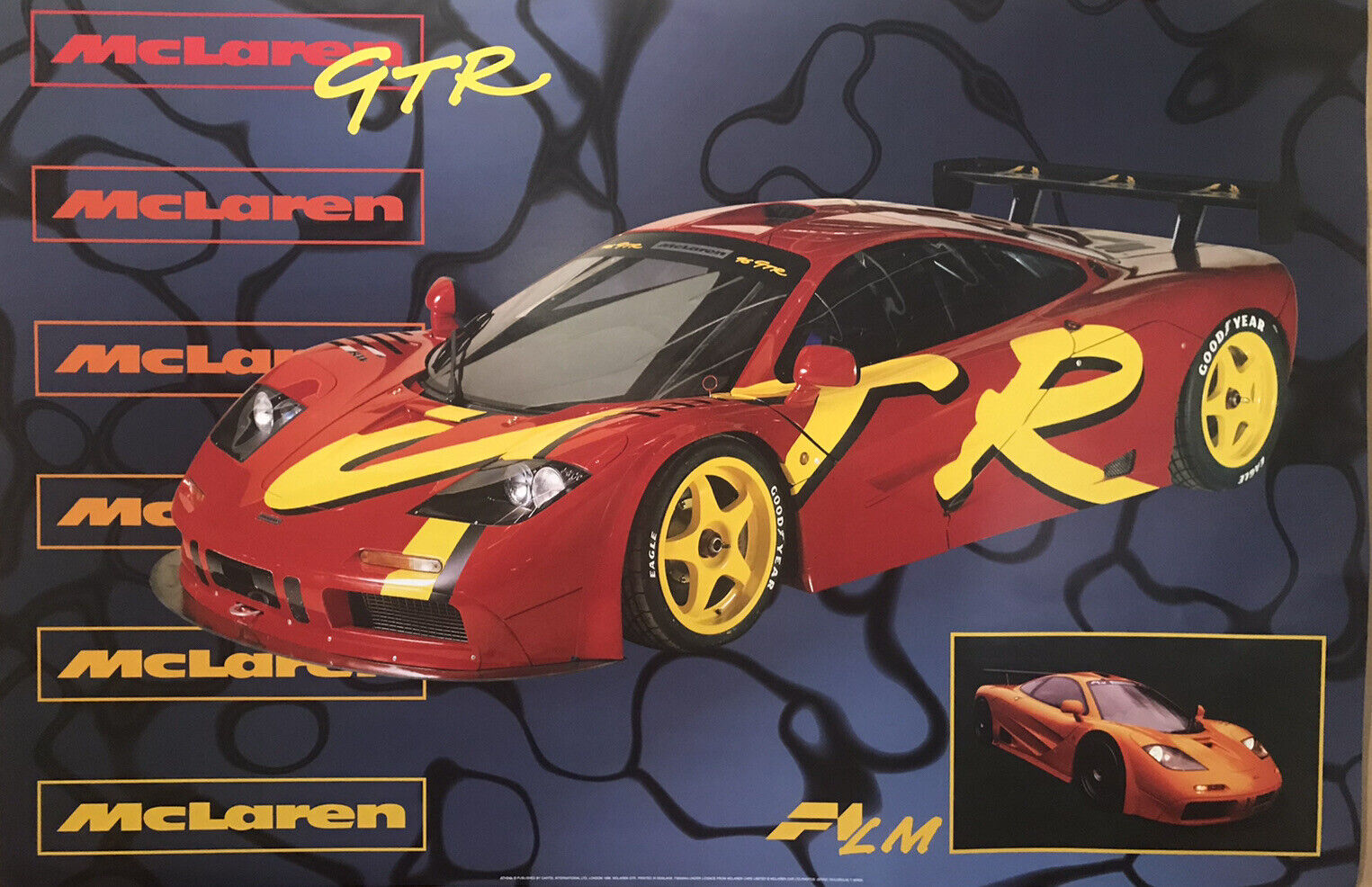 Mclaren GTR F1 LM 1996 Hard to Find Car Poster. WOW Out Of Print Rare Own it