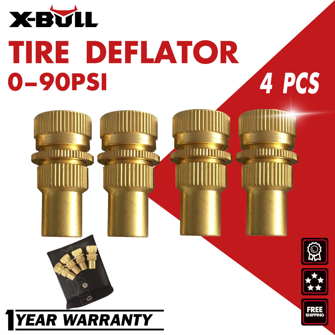 X-BULL Brass Tire Deflators Kit  Adjustable Automatic Tyre Deflator 0-90psi
