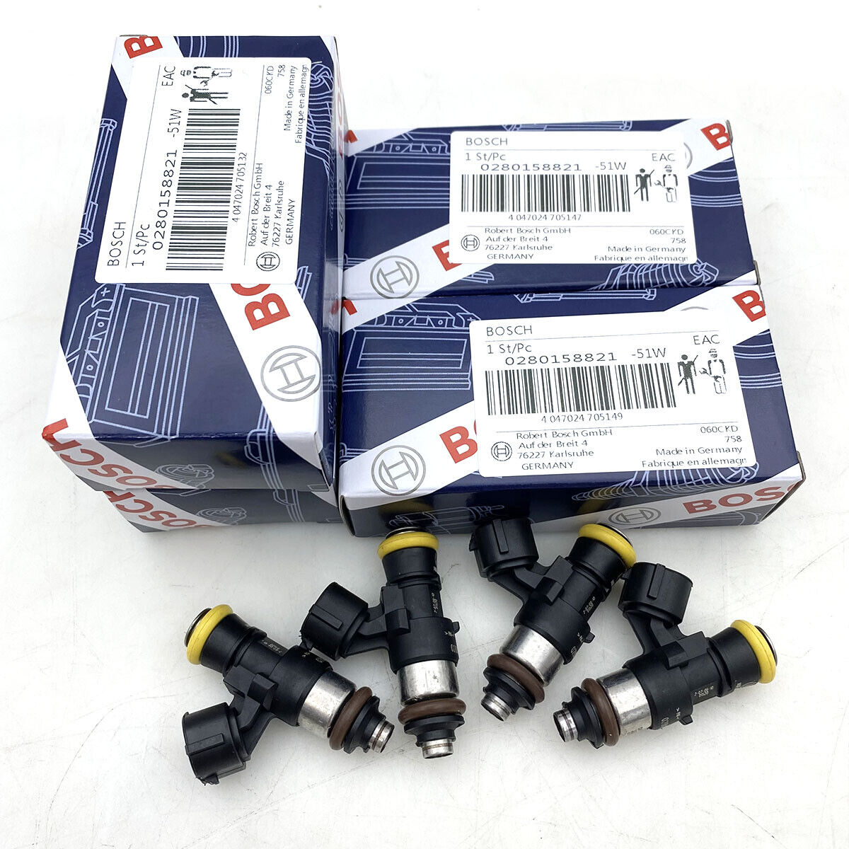 4PCS High Impedance Fuel Injectors 0280158821 Fits For Bosch 210lb 2200cc EV14