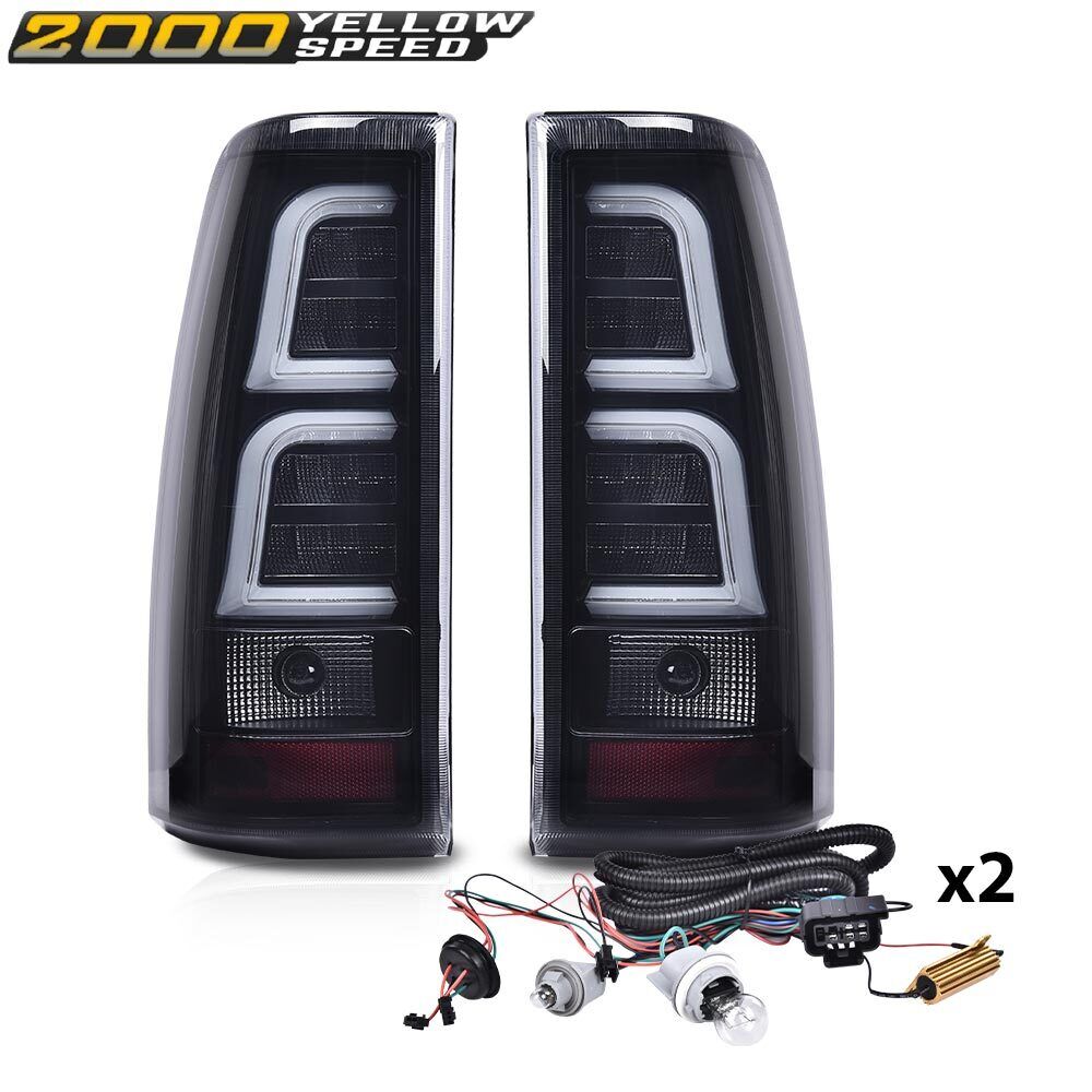 Fit For 1999-2006 Chevy Silverado LED Tail Lights Lamps Black Smoke Left+Right