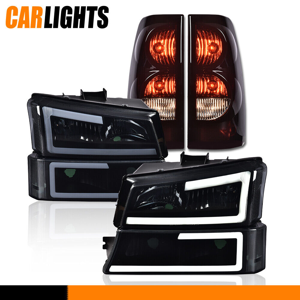 Fit For 2003-2007 Chevy Silverado LED DRL Bumper Headlights Lamps & Tail Lights