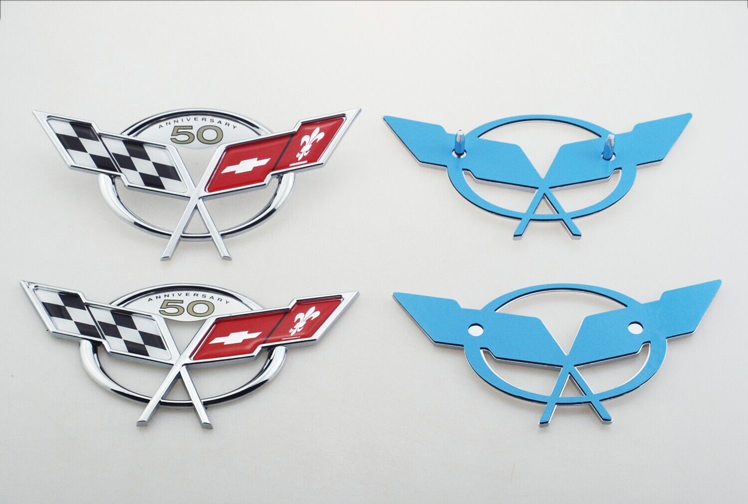 Pair Front / Rear 1997-2004 Corvette C5 Emblems Badges 50TH Anniversary Chrome