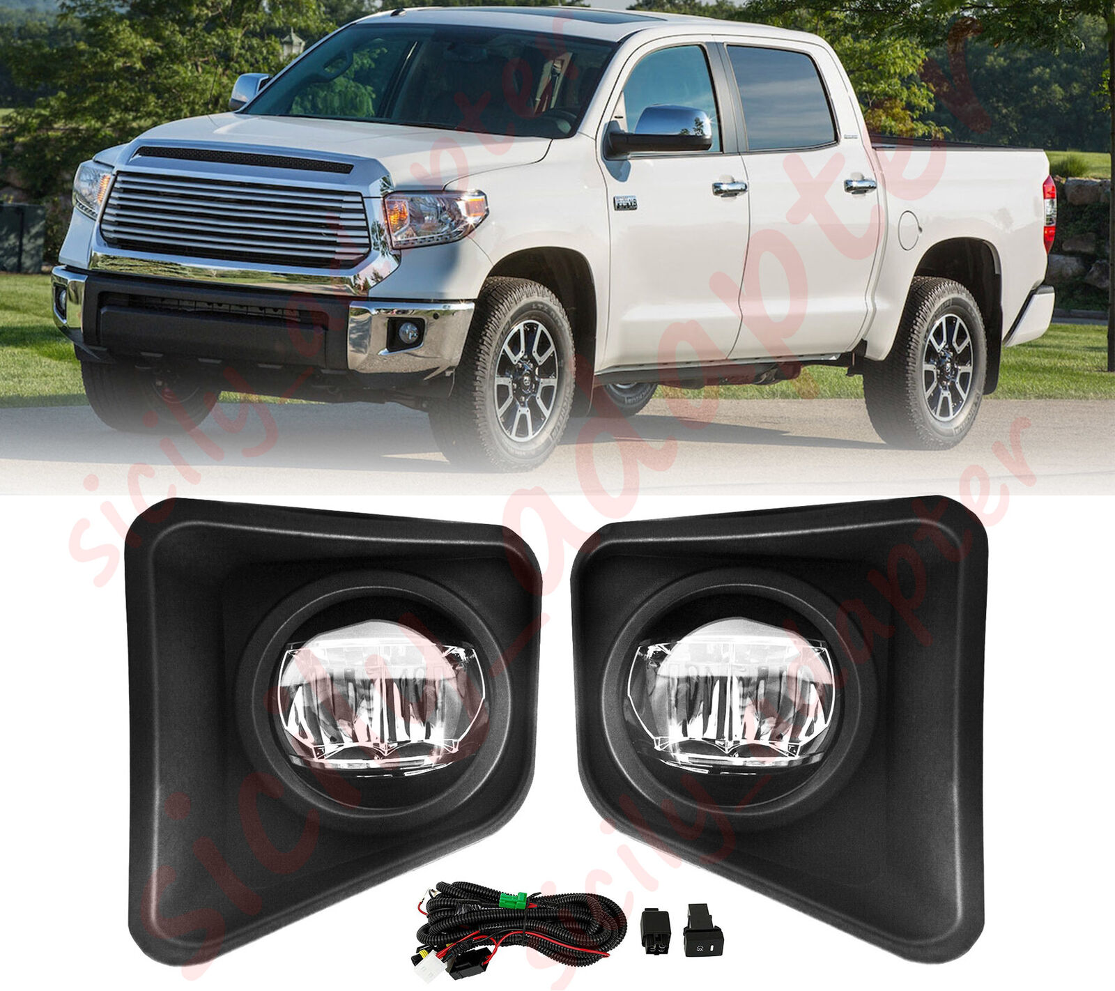 LED Fog Lights Front Bumper Lamps W/Switch Wiring For Toyota Tundra 2014-2021