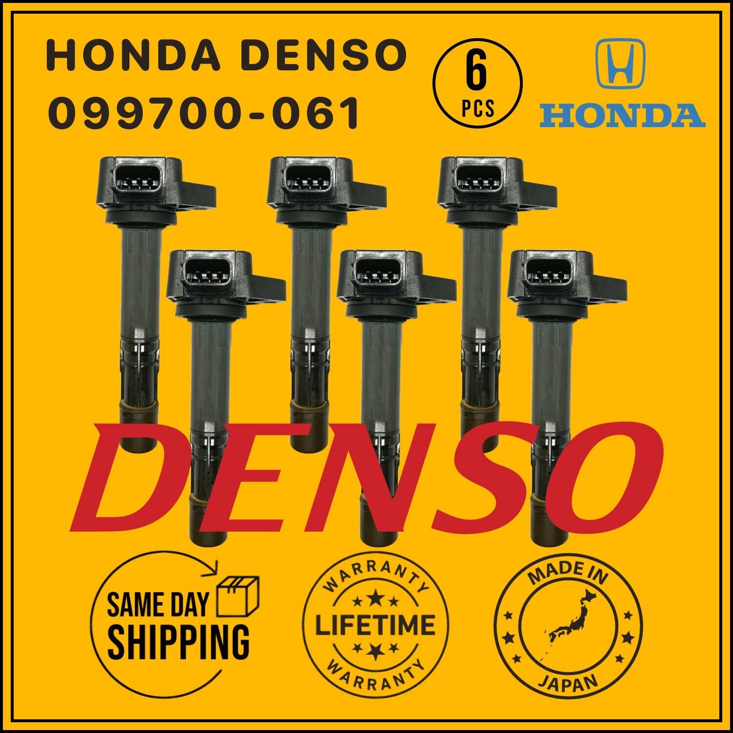099700-061 OEM Denso 6 Ignition Coils For 2001-09 Honda Pilot Acura MDX 3.5L Vue