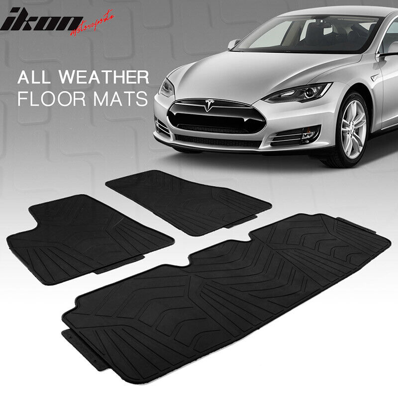 Fit 12-19 Tesla Model S All-Weather Floor Mats Carpet Liner Front and Second Row