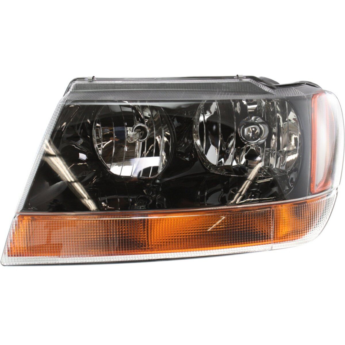 Headlight Left Black Int with Amber Signal Lens For 1999-02 Jeep Grand Cherokee