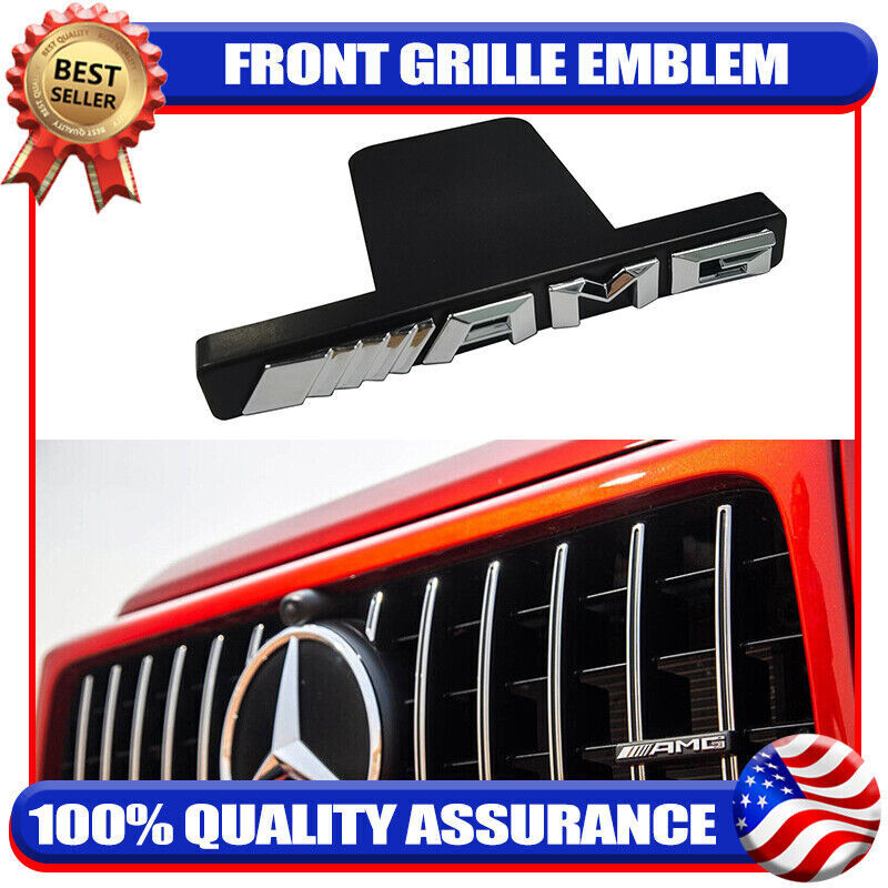 For AMG GT Panamericana Radiator 2017-22 Front Grille Emblem Black Chrome Badge