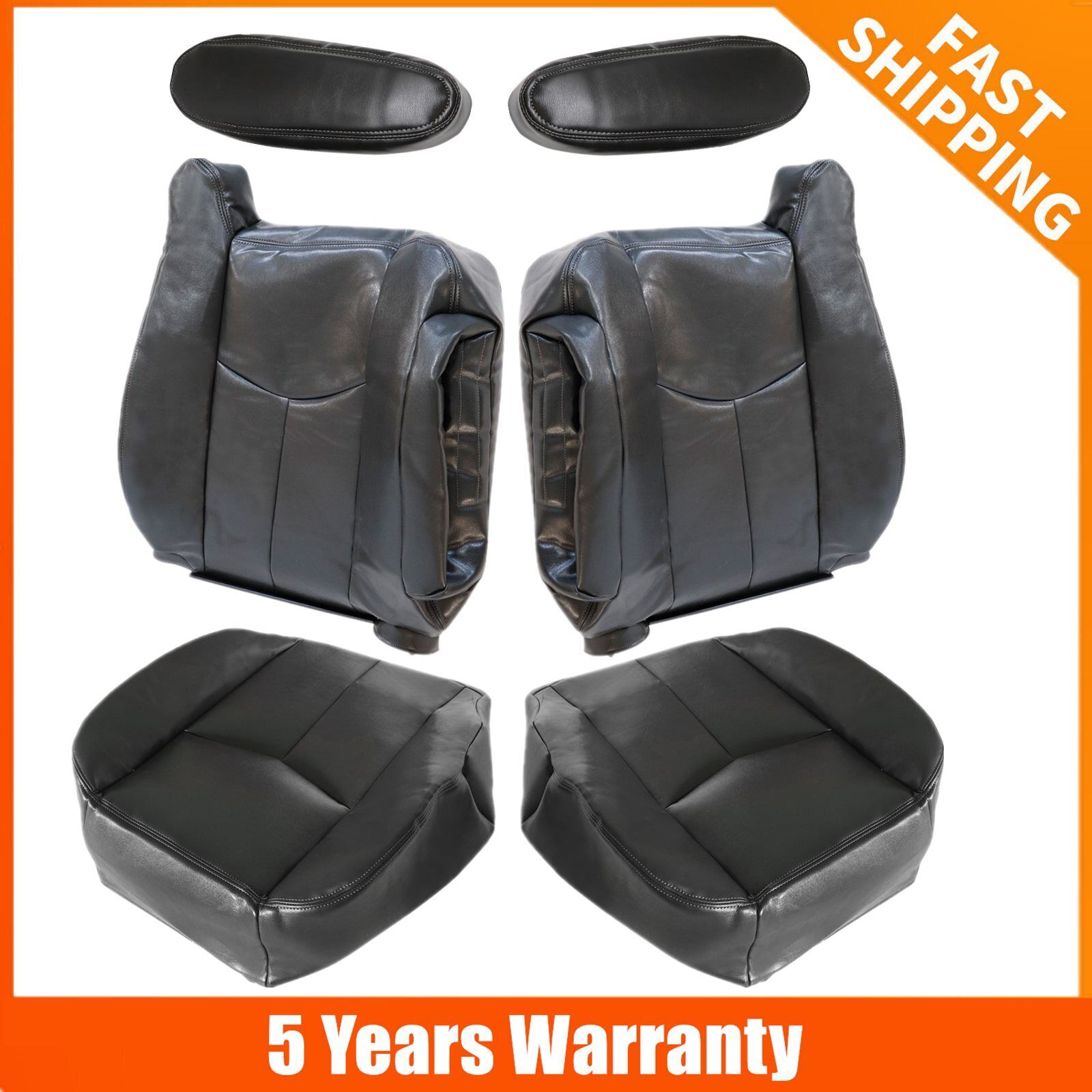 For 2003-2006 Chevy Avalanche Driver Passenger Top & Bottom Seat Cover Dark Gray