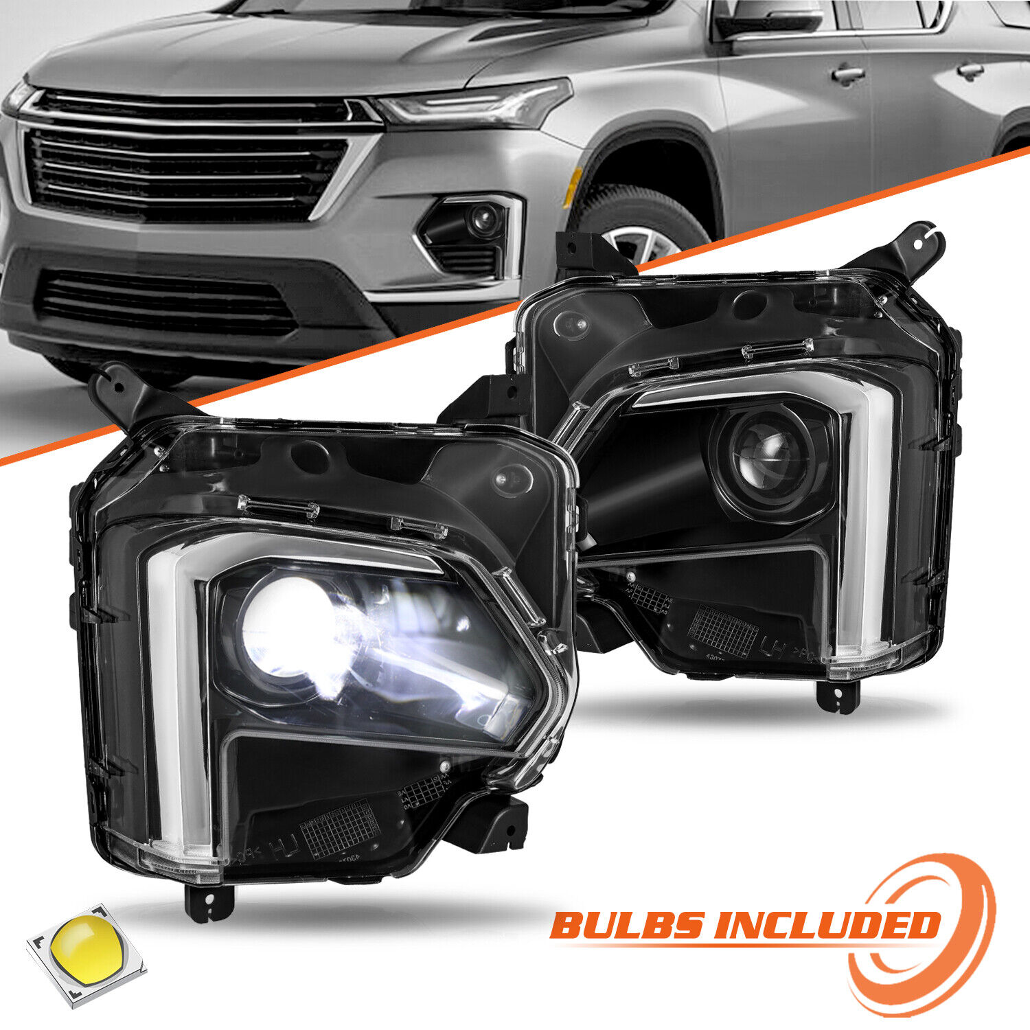 For 2022-2023 Chevy Traverse w/o LED DRL Projector Headlight LH+RH Sets 22-23