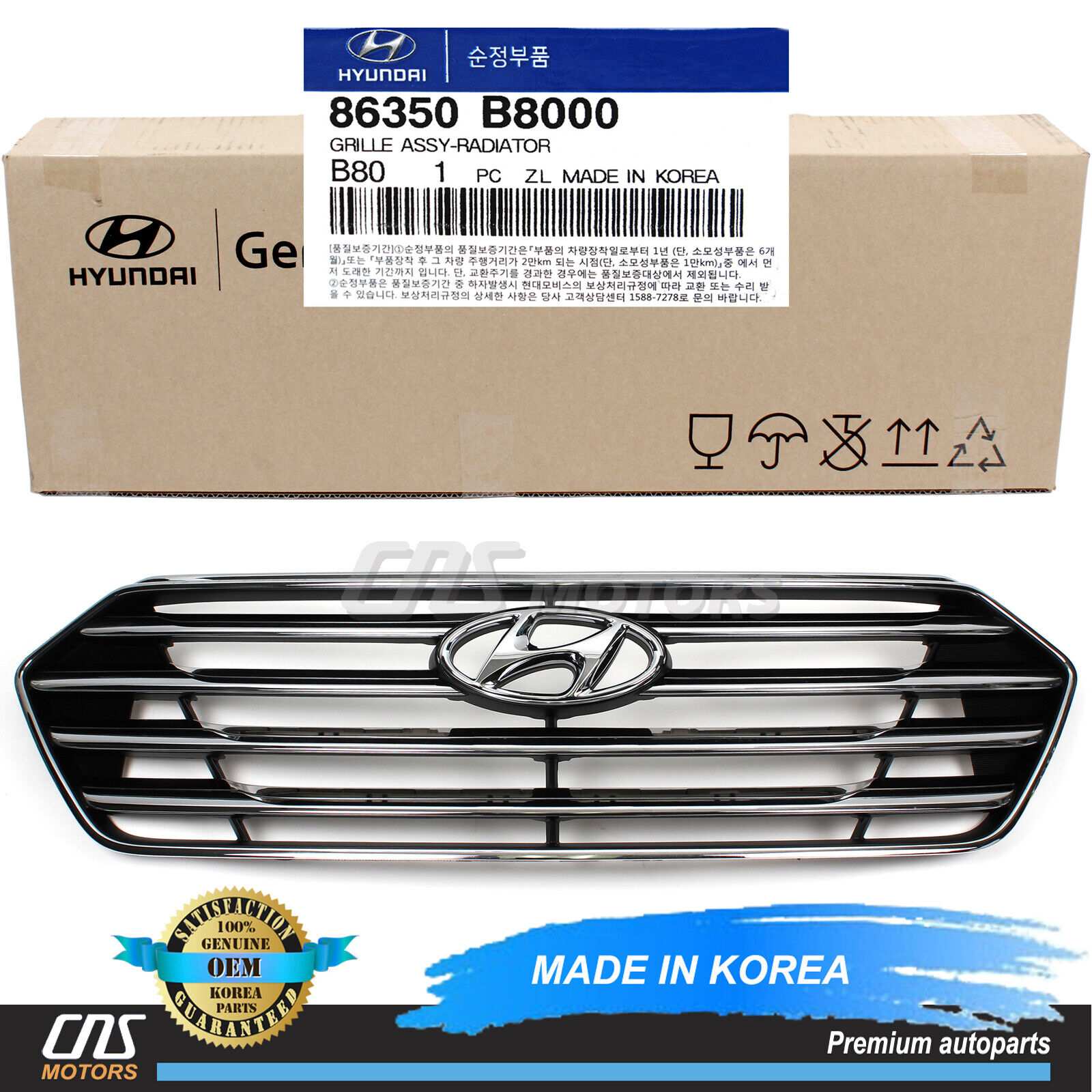 GENUINE Front Upper Grille for 13-15 Hyundai Santa Fe GLS Limited OEM 86350B8000