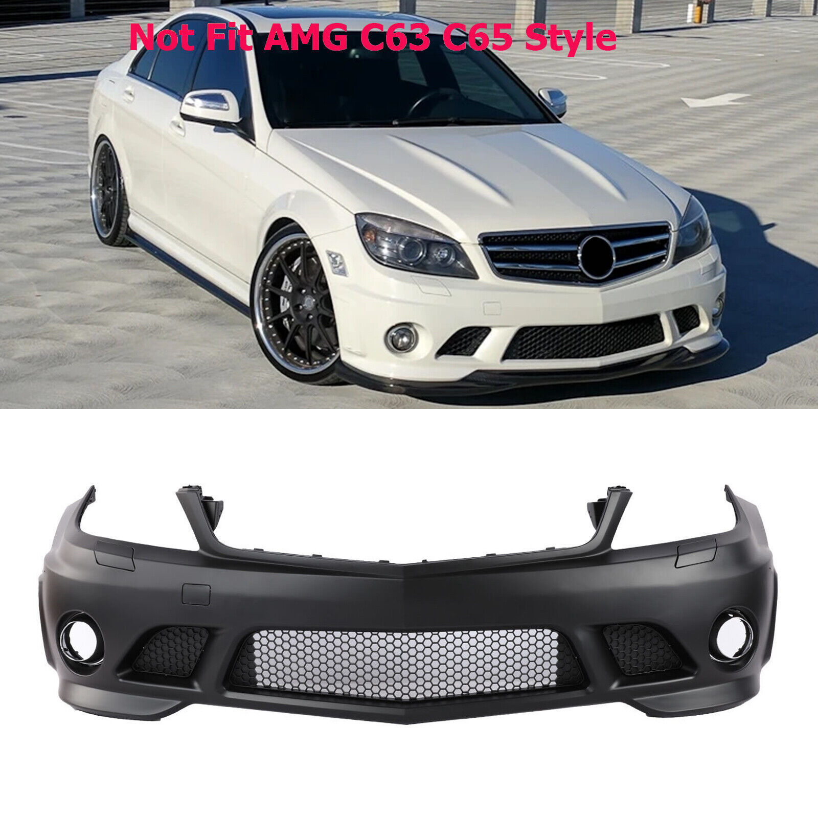 For Mercedes Benz 2008-10 C-Class W204 C300 C350 AMG Style Front Bumper W/O PDC