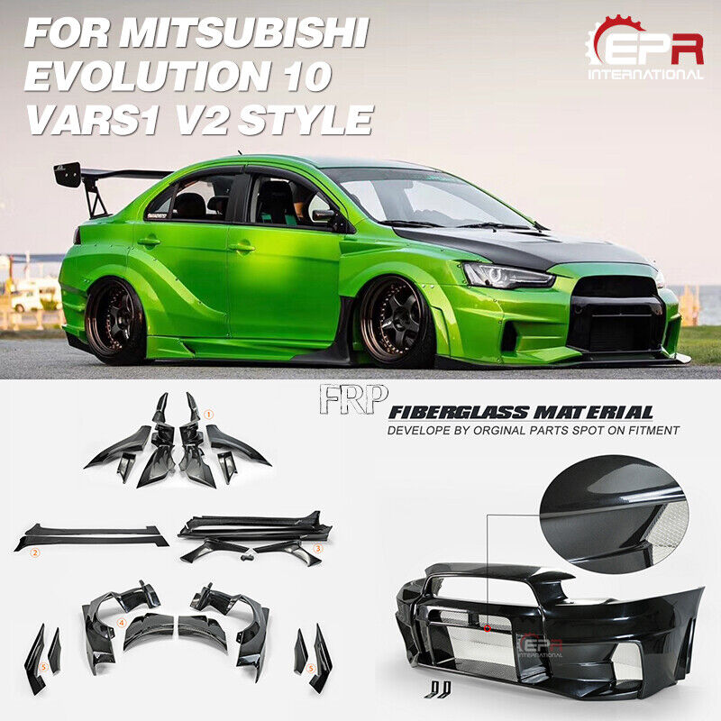 VRS Ver2 Style FRP Unpainted Full Widebody All Body Kits For Mitsubishi EVO 10 X