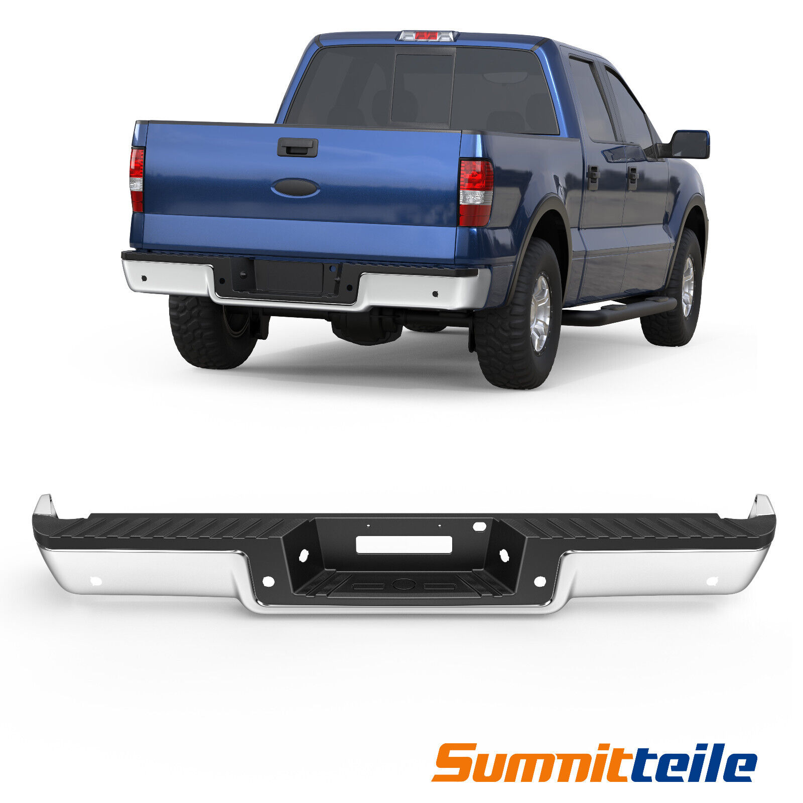 New Chrome Rear Step Pad Bumper For 2004-2006 Ford F-150 W/ Park Assist Holes