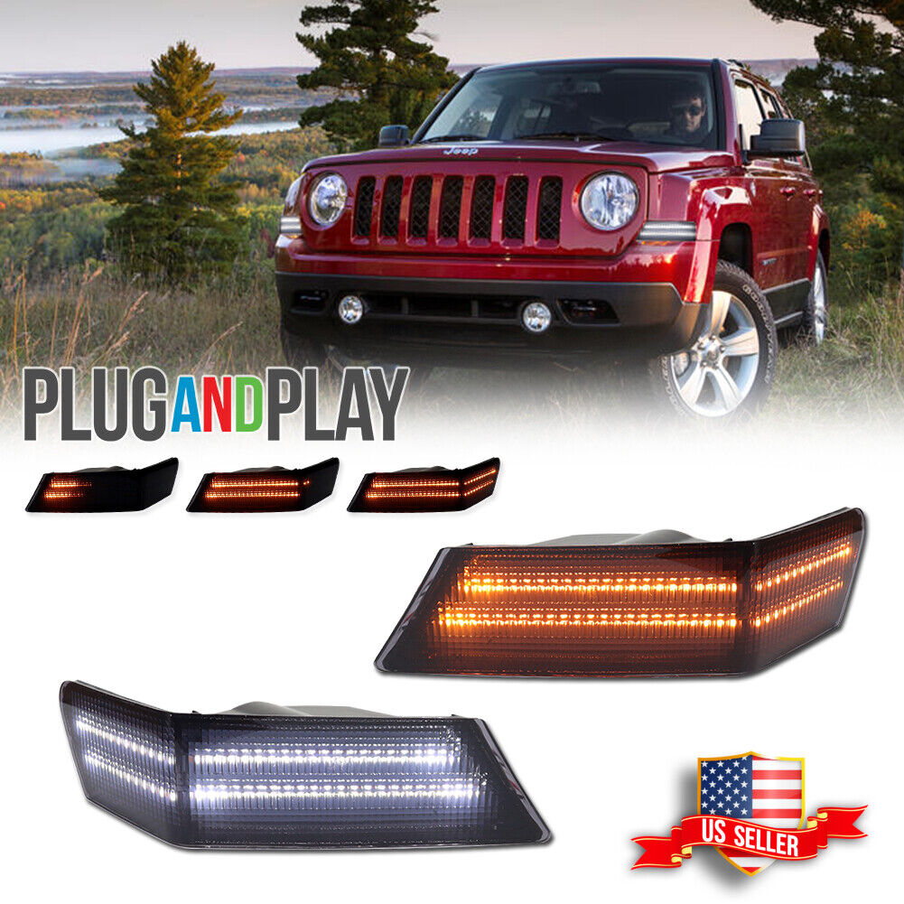 For 07-17 Jeep Patriot Smoke Switchback LED Turn Signal Blinker Corner Lights 2X