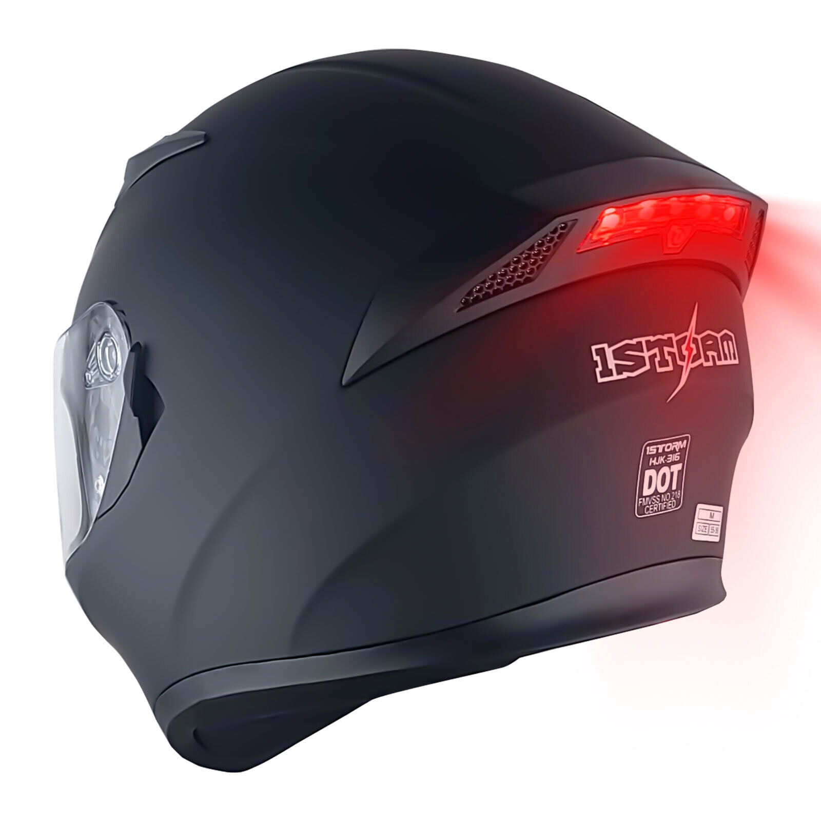 1Storm Motorcycle Dual Visor Full Face Helmet Mechanic with LED Tail Light