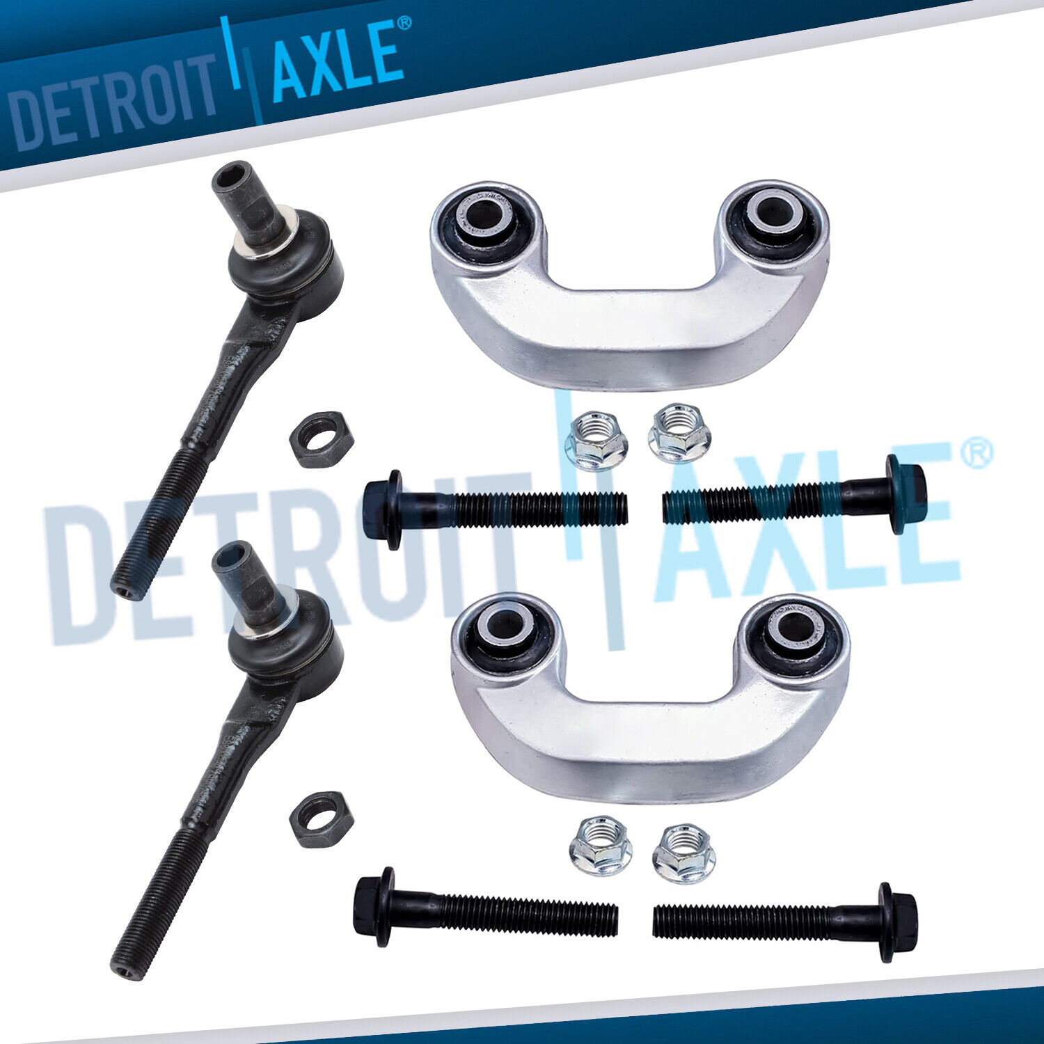 New 4pc Kit: Front Stabilizer Sway Bar Links & Outer Tie Rod End Links for Audi