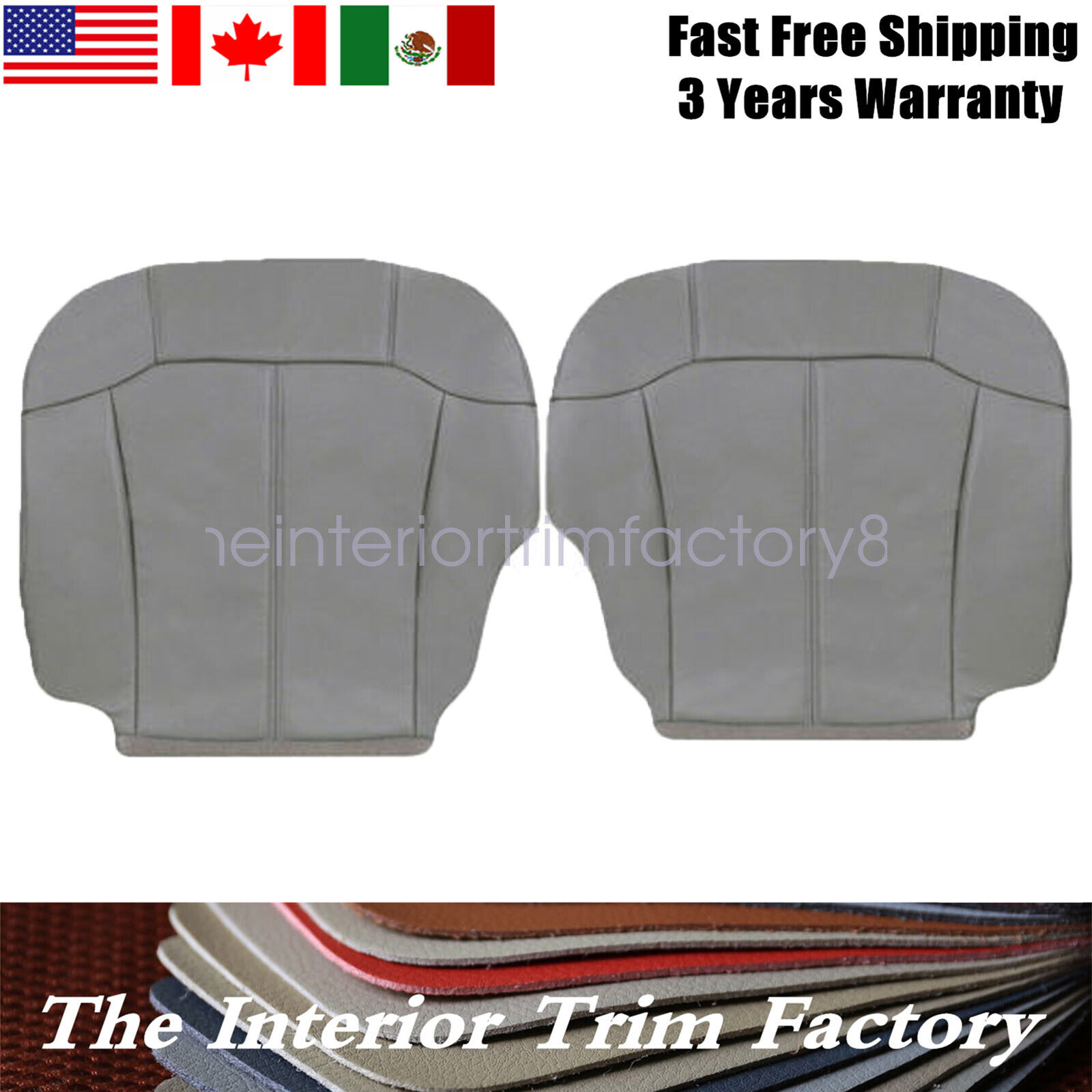 Driver & Passenger Seat Cover Gray For 2000 2001 2002 Chevy Tahoe Suburban