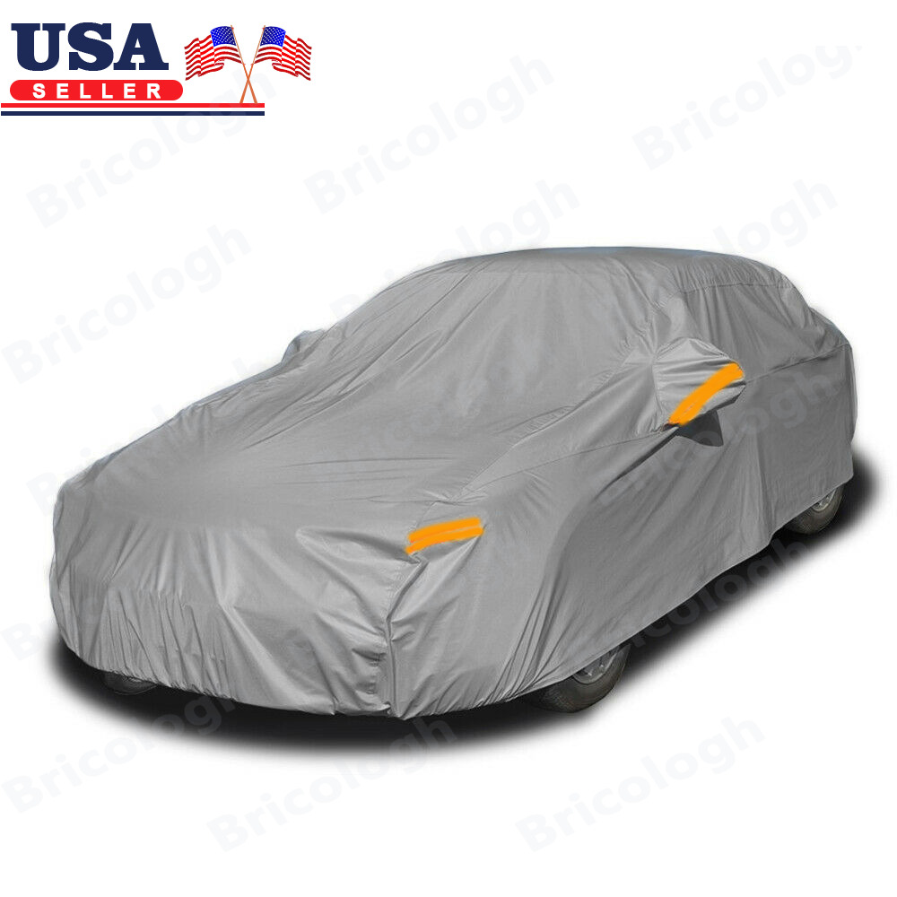 Heavy Duty Outdoor Full Car Cover 100% Waterproof Protect Fit 15-16FT Auto Sedan