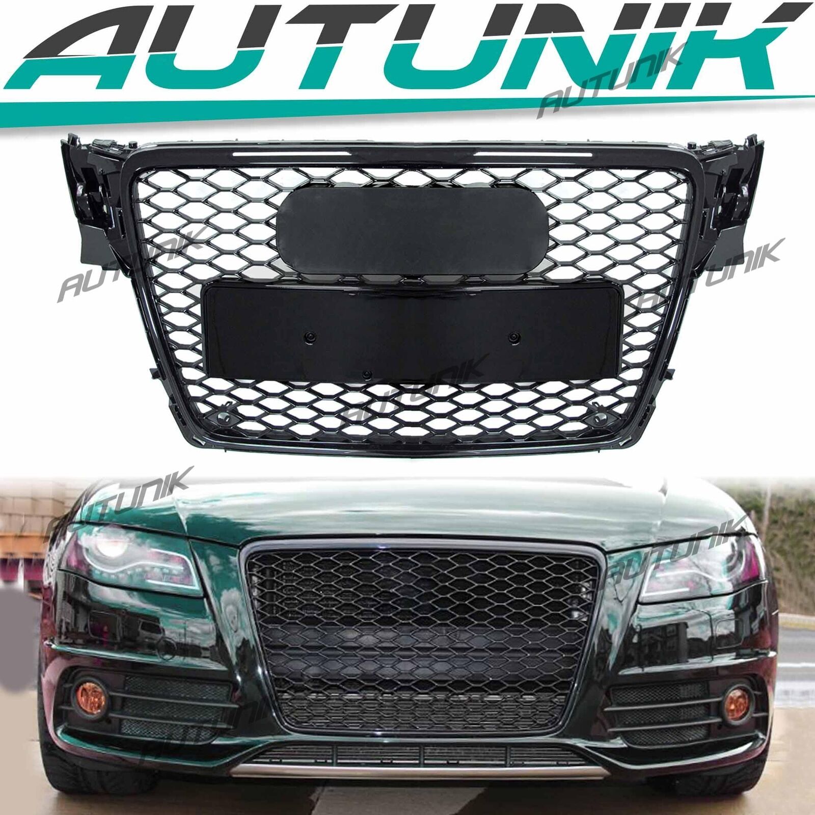Black Honeycomb Front Grille  RS4 Style for AUDI A4 S4 B8 8T 2009 2010 2011 2012