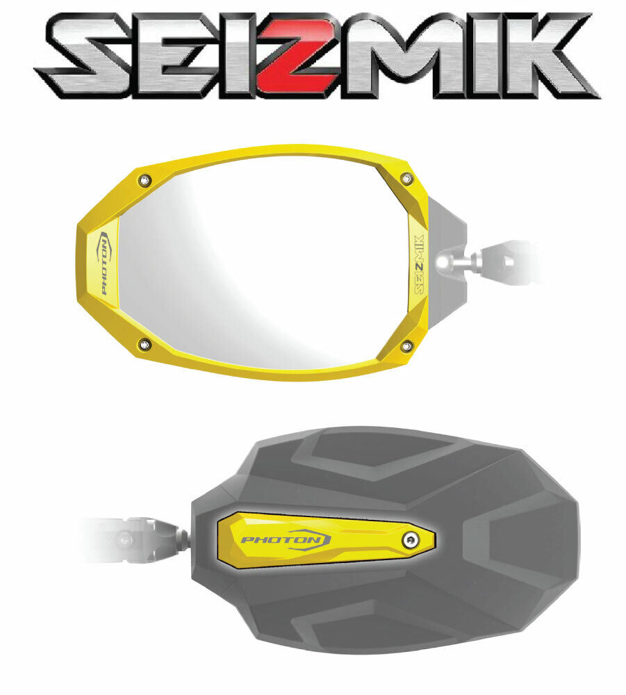 Yellow Seizmik Photon Side View Mirrors for 2015-2021 Polaris RZR 900 S / 900 XP