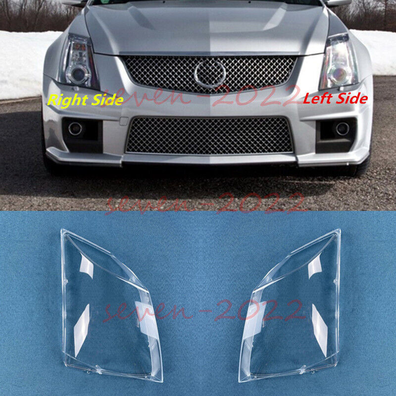 2Pcs For Cadillac CTS 2008-2013 L&R Side Headlight Cover Clear Pc+Sealant Glue