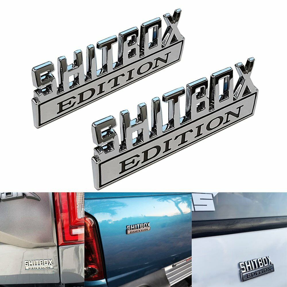 2pcs SHITBOX EDITION Emblem Decal Badge Stickers for GM GMC Chevy Car Truck 3D