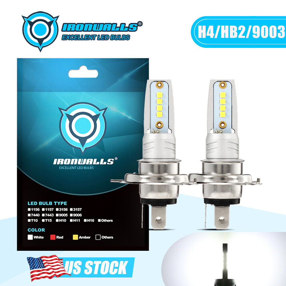 2X 9003 H4 LED Headlight Bulbs Kit High-Low Beam Super Bright 100W 10000LM 6000K