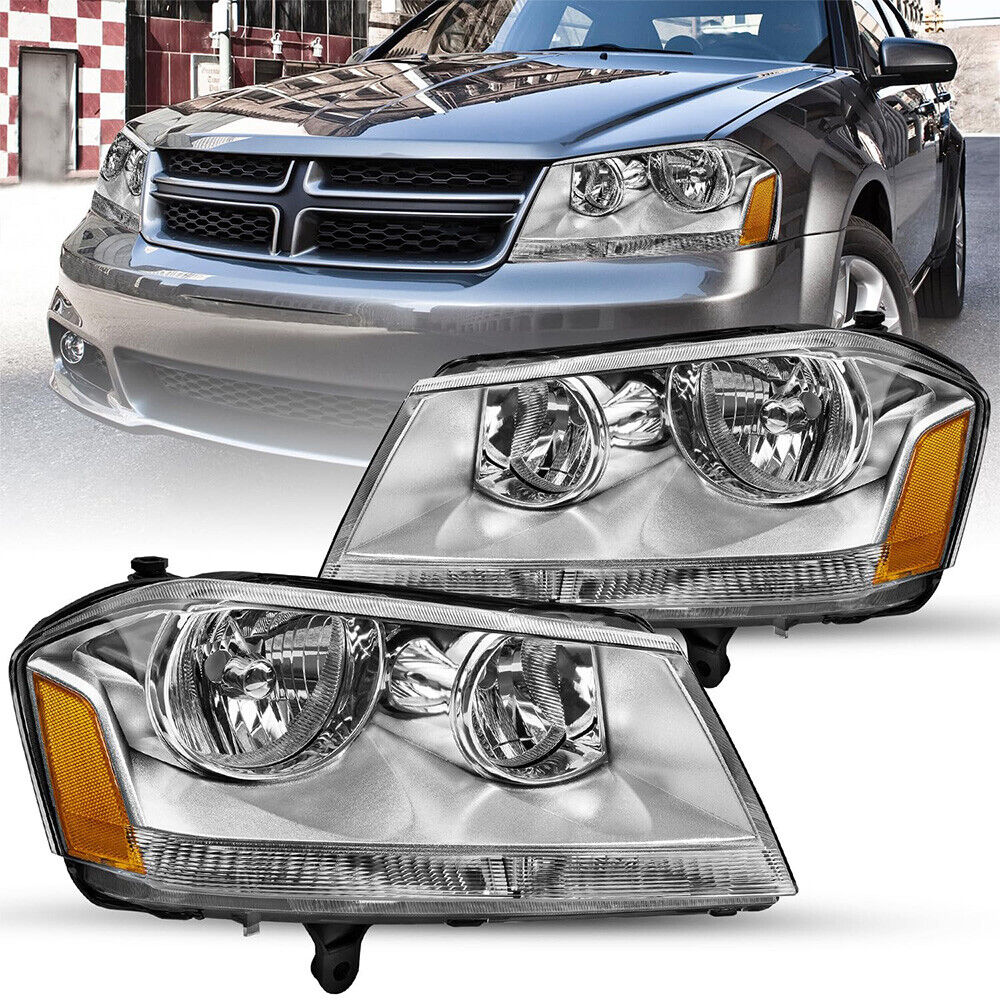For 2008-2014 Dodge Avenger SXT SE Replacement Headlights Headlamps Left + Right