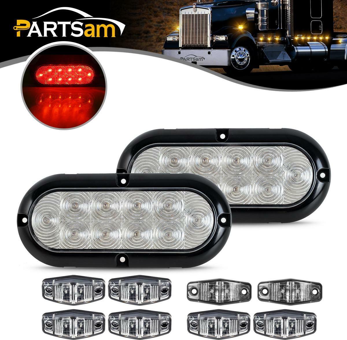 Trailer LED Light Combo,Clear lens Red Stop Turn Tail,Utility,boat,Surface Mount