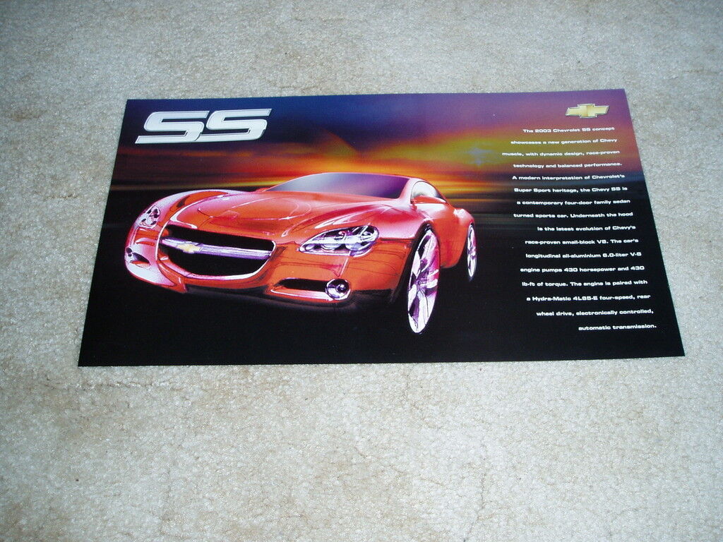 2003 Chevrolet SS concept car sales brochure sheet literature