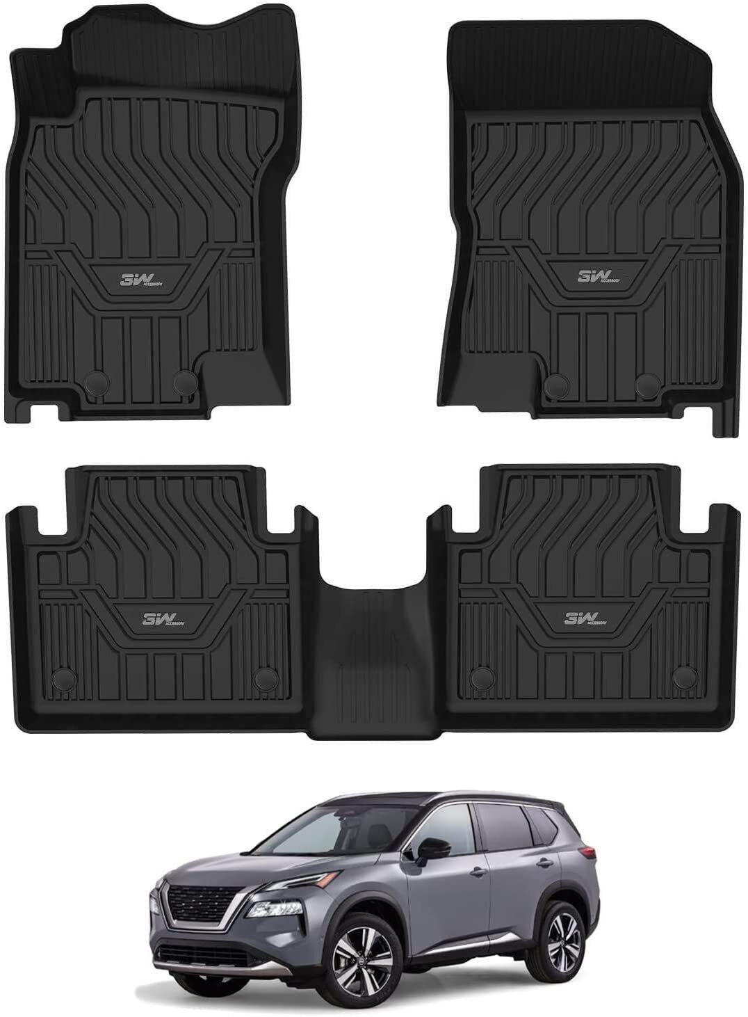 3W TPE Floor Mats Front & Rear 2 Rows Liner For 2014-2020 Nissan Rogue SV SL