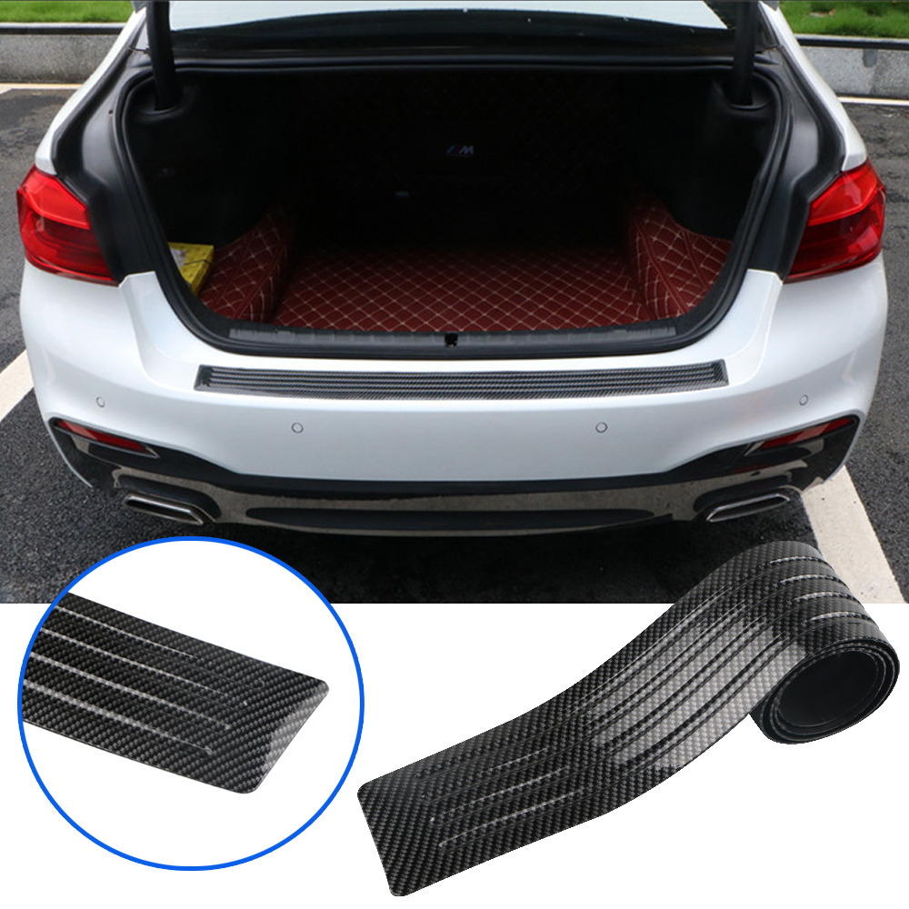 Carbon Fiber Car Rear Bumper Protector Trim Strip Trunk Sill Guard Accessories