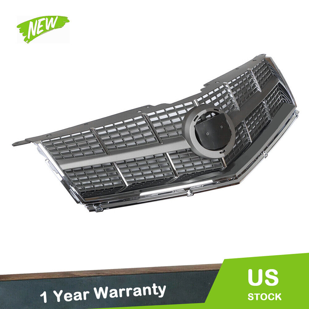 For 10-12 Cadillac SRX Front Upper Grille Replacement Set Black Chrome Honeycomb