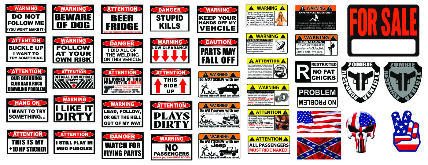 RC 1/10 Scale Warning Decal Stickers Axial Crawler Graphic Garage 1.9 2.2 RC Set