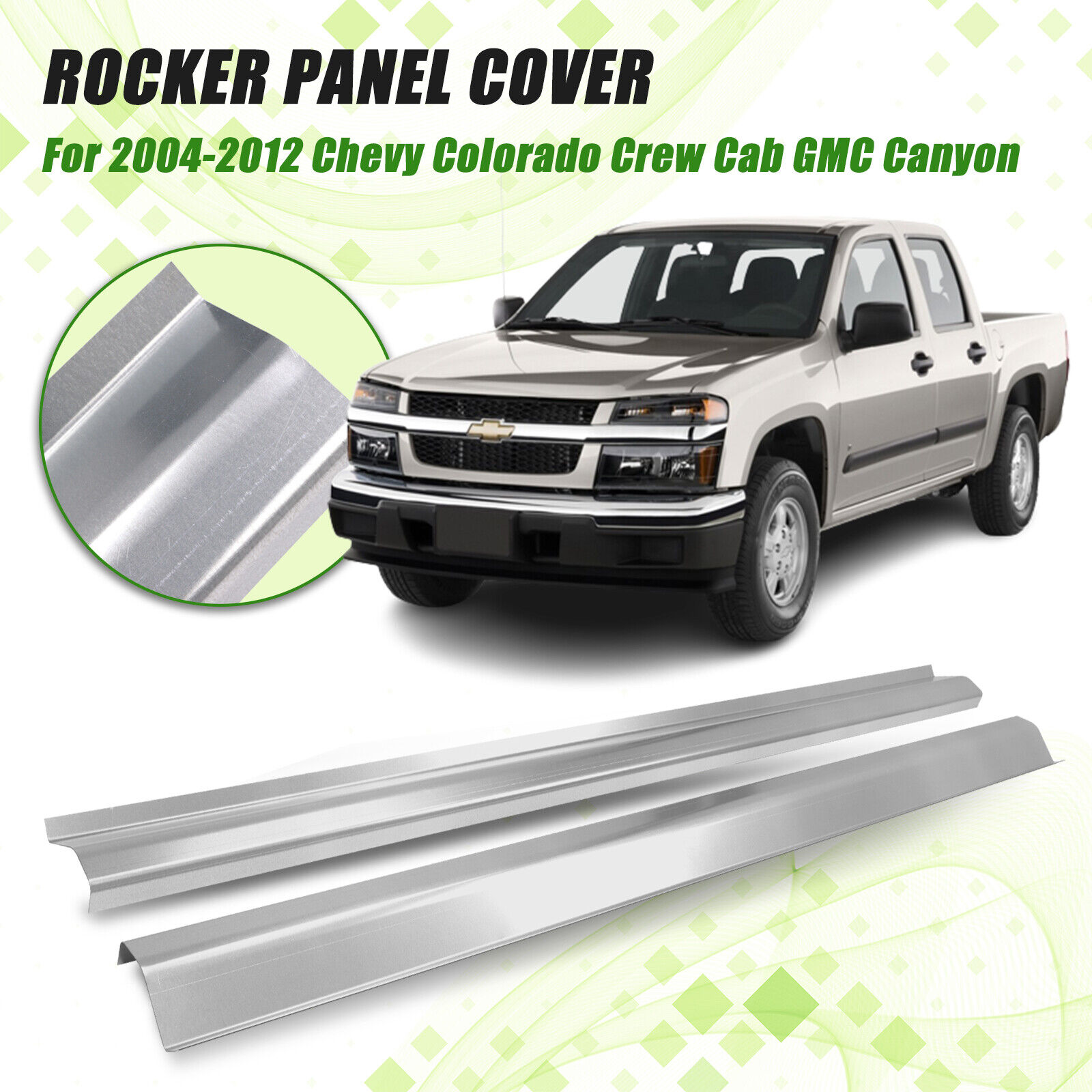 Pair of Rocker Panel Cover for 04-12 Chevy Colorado Crew Cab GMC Canyon Steel