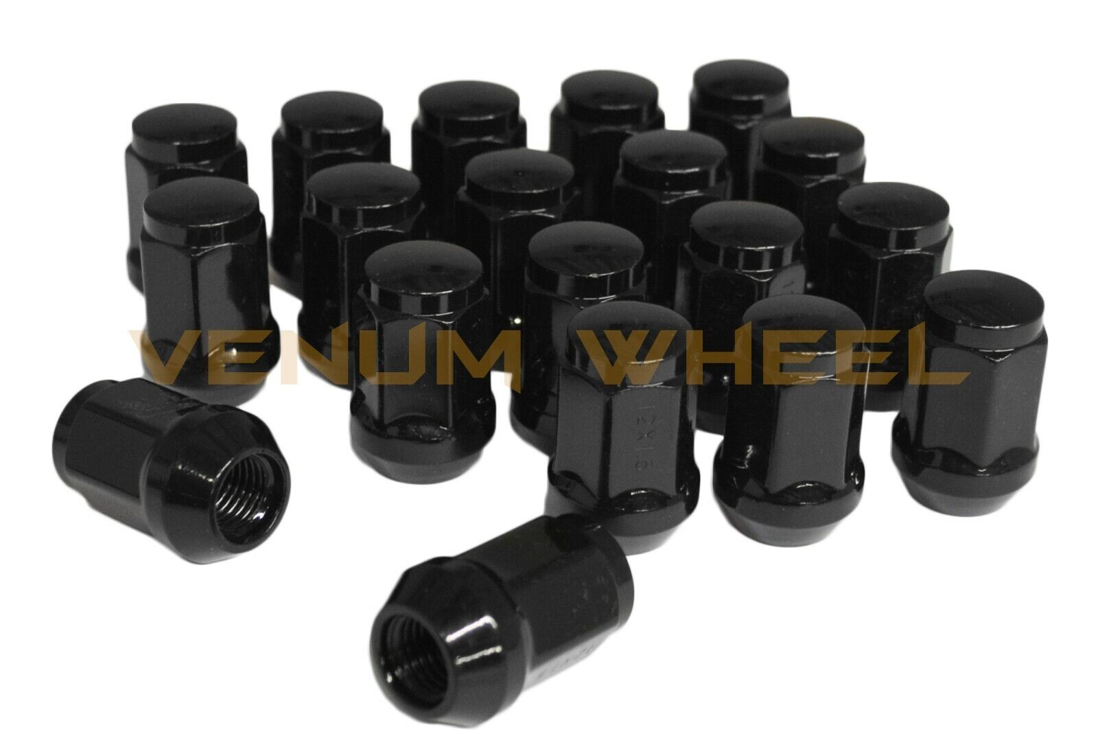 20pc Black Bulge Acorn Lug Nuts | M12x1.5 | Fits: Honda JDM Acura 