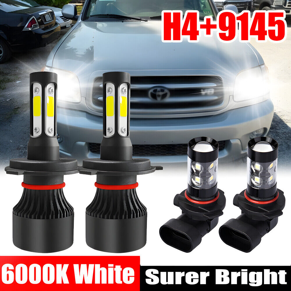 For Toyota Sequoia 2001-2007 -4pc Combo 8000K LED Headlight Bulb + Fog Light Kit