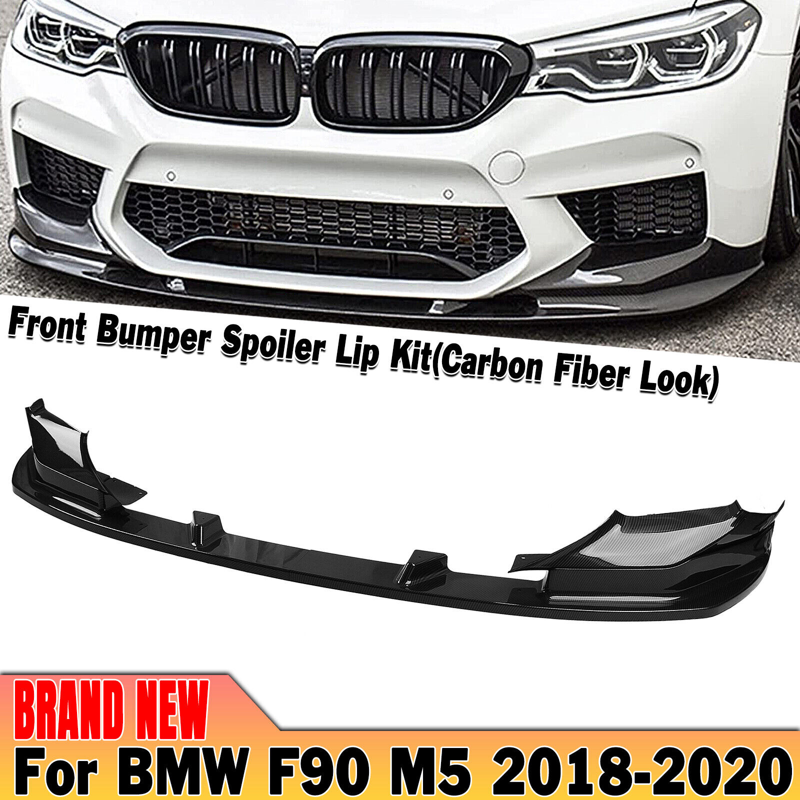 For BMW F90 M5 Competition 2018-2020 Front Bumper Spoiler Splitter Lip Body Kit