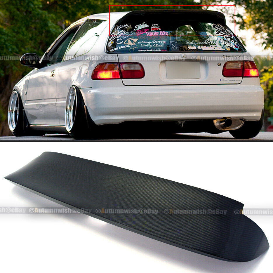 For 92-95 Civic 3DR Spoon Style Carbon Fiber Duckbill Trunk Roof Spoiler Wing