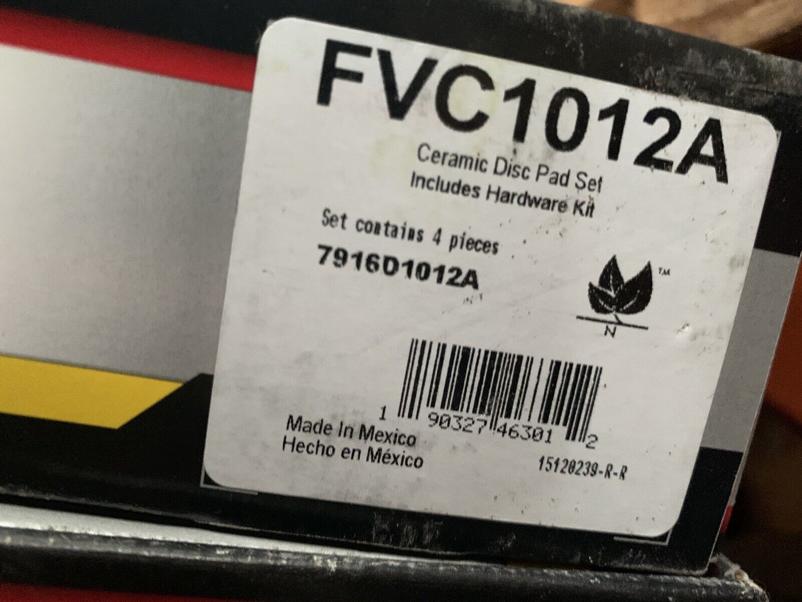 NEW FVP Ceramic Disc Brake Pad Set With Hardware Kit, FVC1012A