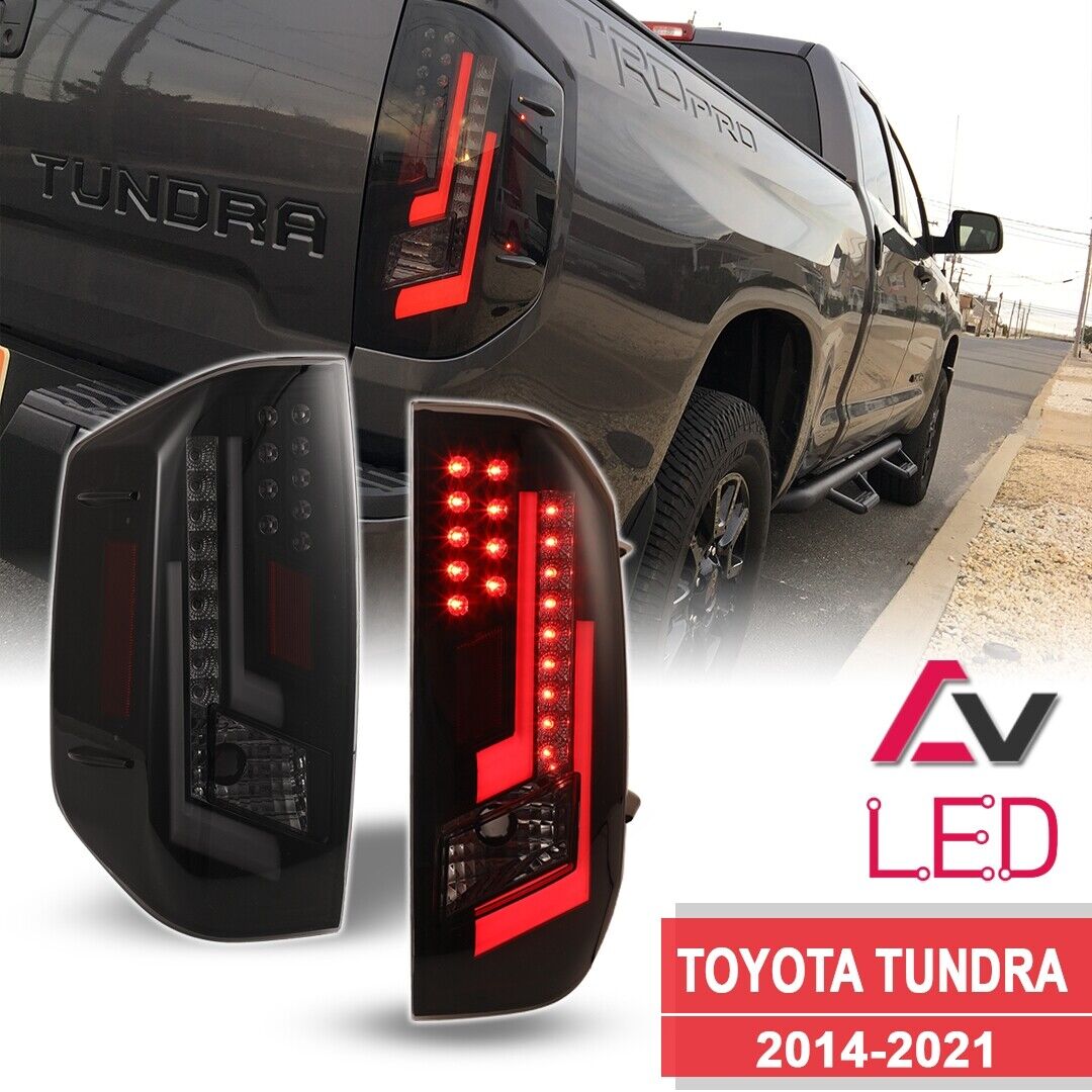 2014-20 For Toyota Tundra Black Smoke DRL LED Tube Tail Lights Brake Left+Right
