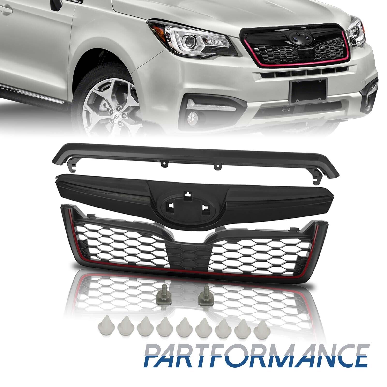 Front Bumper Grille W/Red Trim For 2014-2018 Subaru Forester STI-Style91121SG030