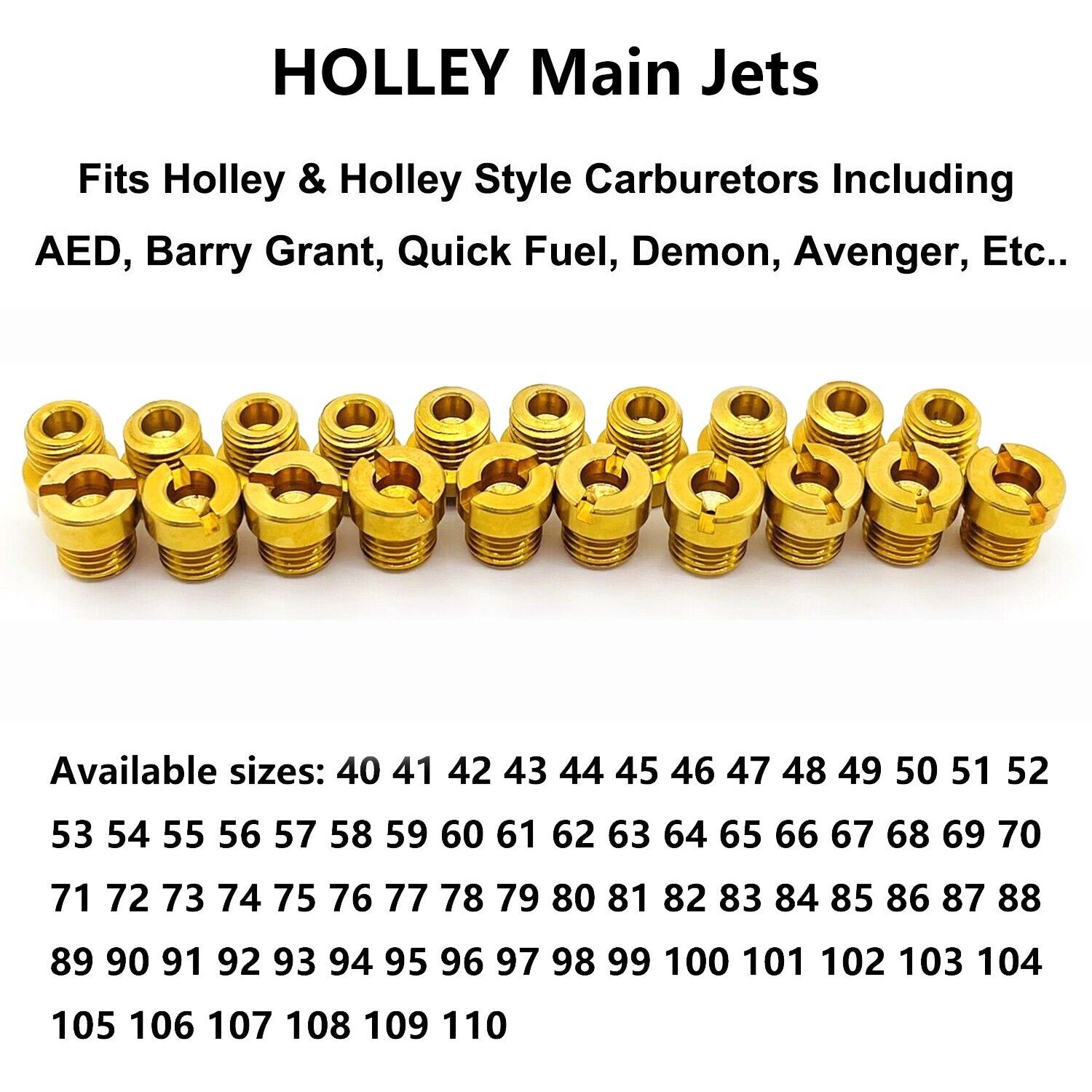 20 PACK Holley Carb Carburetor GAS MAIN JETS KIT 40-110 1/4-32 YOU PICK ANY SIZE