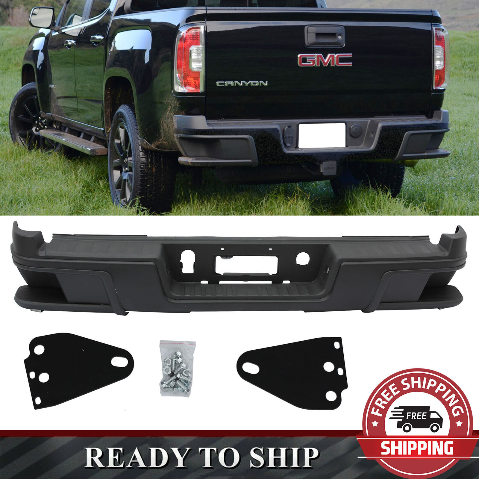 NEW Black Rear Step Bumper Assembly For 2015-2022 Chevrolet Colorado GMC Canyon