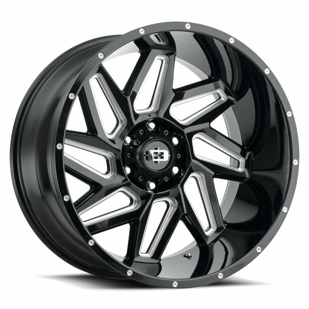 VISION 361 Spyder 20X9 8X170 Offset 12 Gloss Black Milled Spokes (Quantity of 1)